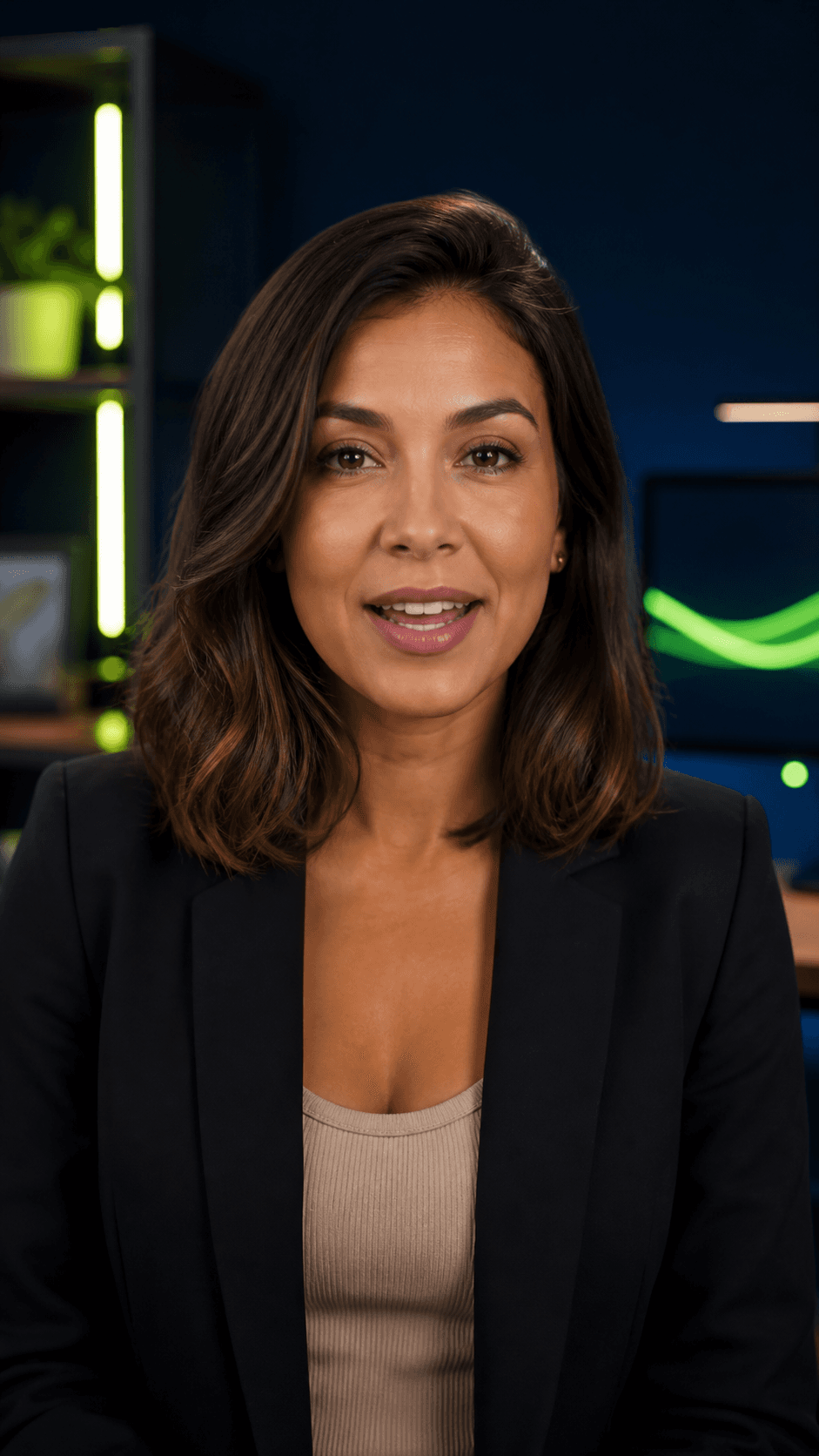 Exemplo de apresentadora virtual criada com IA